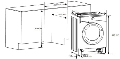 Heinner Masina de spalat rufe Masina de spalat rufe incorporabila Heinner HWM-BI814IVA+++ | 8kg, 1400RPM, A+++, 59.5x54x82.5cm