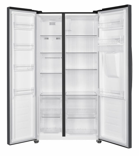 Heinner Frigider Side by Side Heinner HSBS-HM439NFINVDGWDE++ | 439L, No Frost, Inverter, Dozator Apa, Display LED Touch