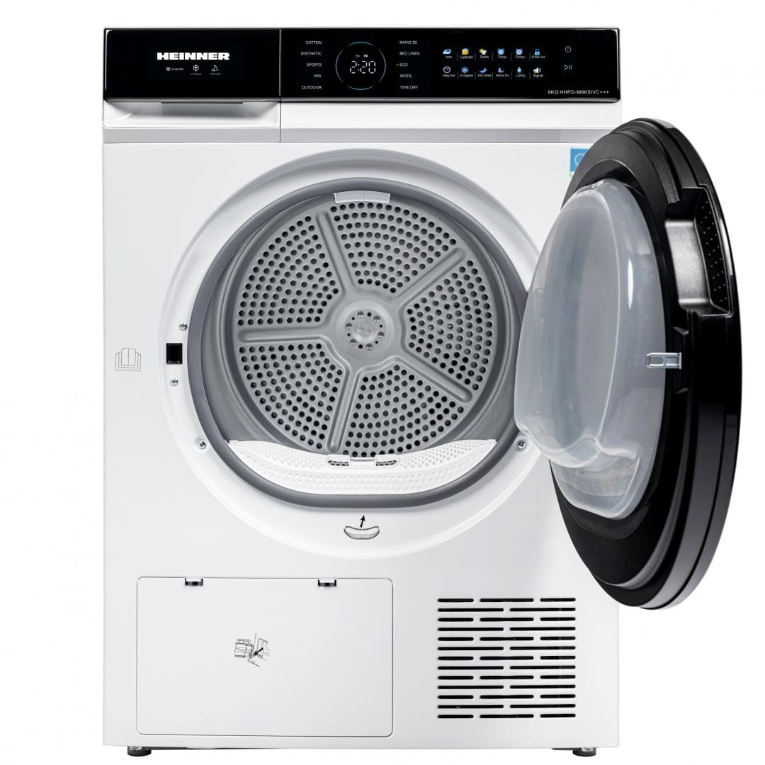 Heinner Uscator de rufe Uscator de rufe Heinner HHPD-M9K5IVC+++ | Pompa de caldura, 9kg, A+++, Alb, 59.5x67.5x84.5cm