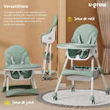 Scaun de Masa 2 în 1, Pliabil, Verde, U-grow