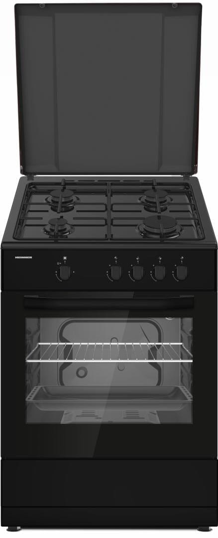 Heinner Aragaz Aragaz Heinner HFSC-SME66IBK | 60cm, 4 Arzatoare Gaz, Cuptor Electric, Negru, 59.8x61x86cm