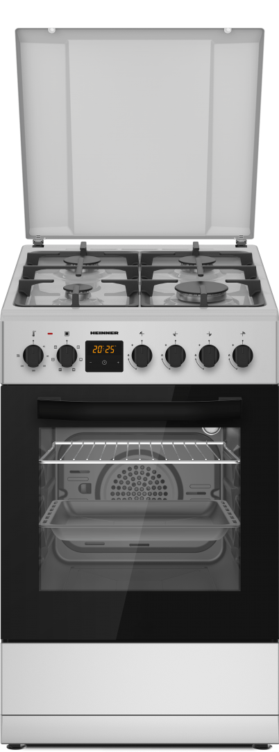 Heinner Aragaz Aragaz Mixt Heinner HFSC-S65MIXFD-SL | 4 Arzatoare Gaz, Cuptor Electric, 60cm, Argintiu, 49.8x61x86cm