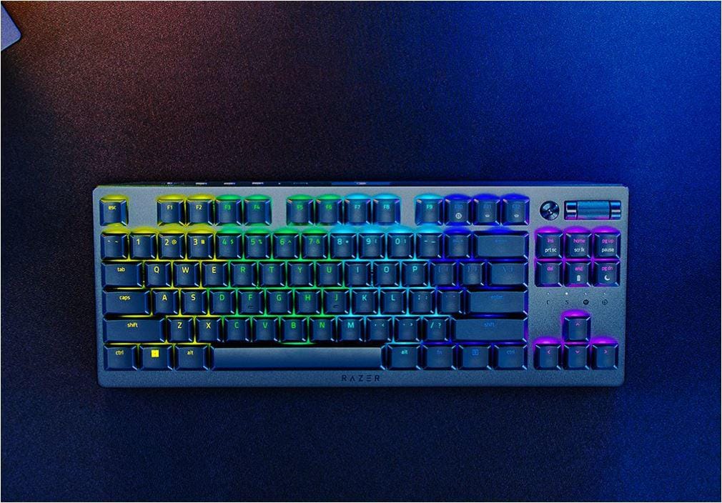 Tastatura Razer DeathStalker V2 Pro Tenkeyless, wireless, bluetooth, cu fir, conectivitate Razer™ HyperSpeed Wireless (2.4 Ghz), Bluetooth, sau Type-C, switch Razer™ Low-Profile Optical Switches (Line