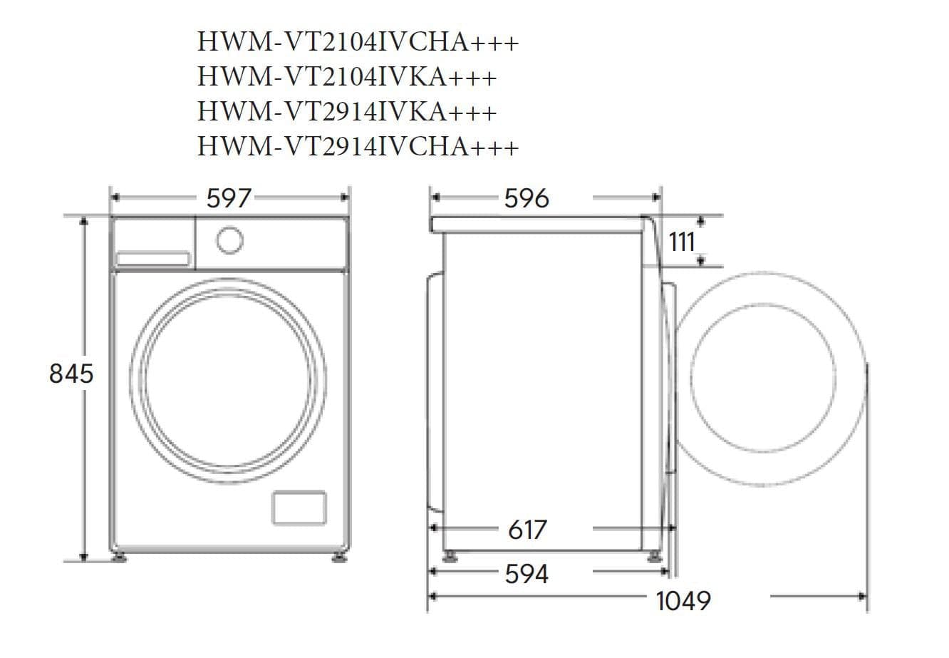 Heinner Masina de spalat rufe Masina de spalat rufe Heinner HWM-VT2104IVKA+++ | 10kg, 1400RPM, Clasa A+++, Inverter, Alb, 59.7x58.2x84.5cm
