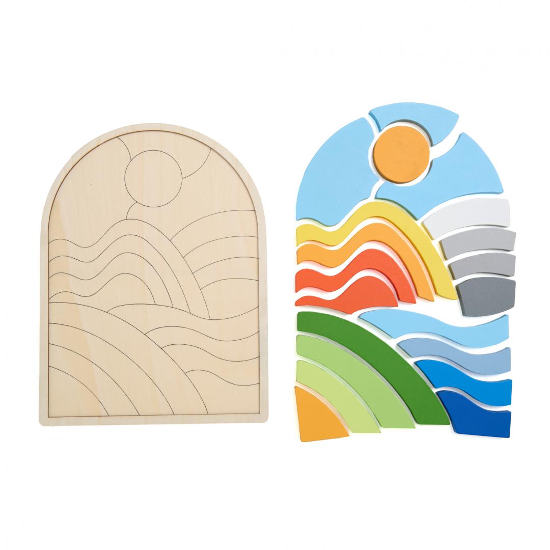 Puzzle Curcubeu din Lemn, 21 de Piese, Momki