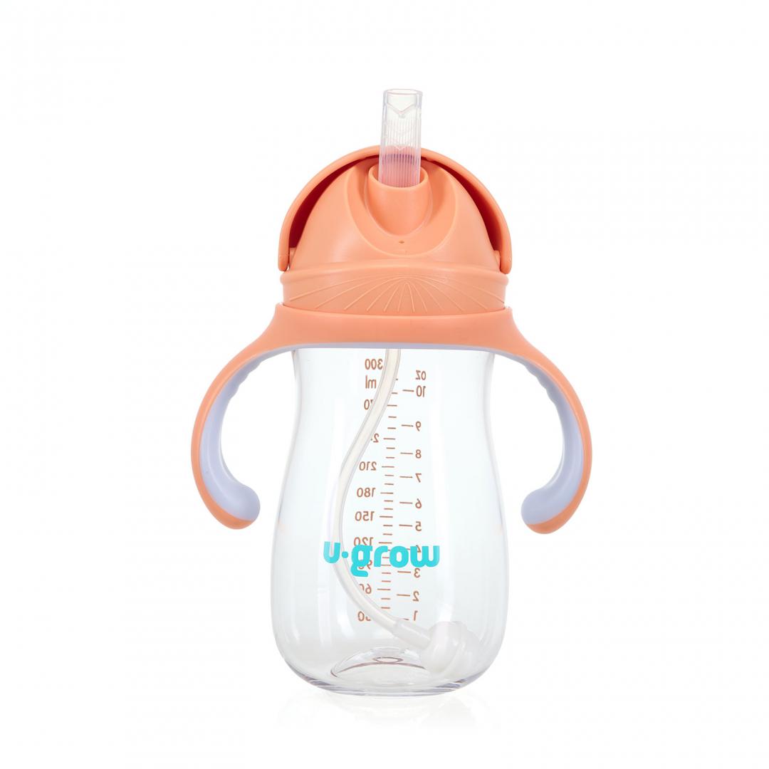 Cana cu Pai Tritan, Orange, 300ml, U-grow