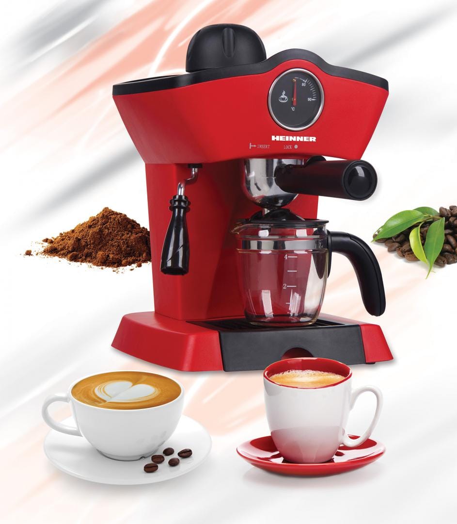 Heinner Espressor manual Espressor Heinner HEM-200RD | 850W, 15 Bar, Cappuccino, Rosu