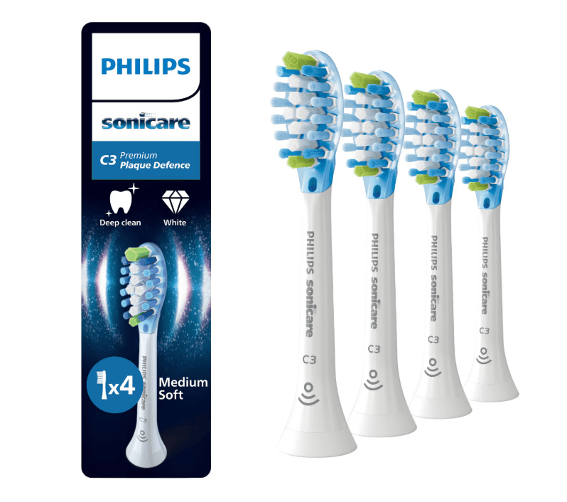 Philips Rezerve PHILIPS Sonicare Plaque Defence HX9044/87, Pachet de 4 capete de periere, Standard, Click-on, Sincronizarea modurilor BrushSync, Alb, L x A x I (mm) 60x25.7x230.5