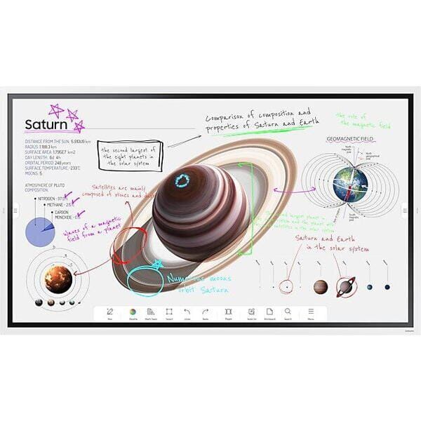 Samsung Display interactiv educational (tabla interactiva) Samsung Flip Pro WM65B, 65", UHD, 16/7, 350nit, New Edge 60Hz, 8ms, contrast static 4000:1, mătuire 8%~12%, Tizen 6.5, OTA, Flip App, CPU A72*4, stoc