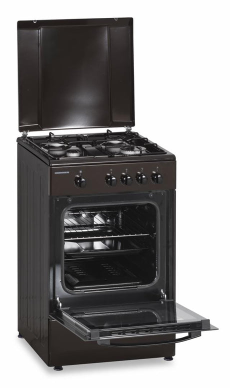 Heinner Aragaz Aragaz Gaz Heinner HFSC-SME50BRW | 50cm, 4 Arzatoare, Cuptor Gaz, Maro, 50x50x85cm