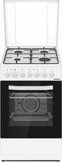 Heinner Aragaz Aragaz Mixt Heinner HFSC-S60LITGC-WH | 60cm, 4 Arzatoare, Cuptor Gaz, Alb, 50x60x85cm