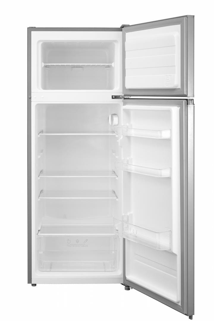 Heinner Frigider Frigider cu doua usi Heinner HF-M24ESE++, 204L, frigider 163L, congelator 41L, Clasa E, control electronic cu termostat ajustabil, lumina LED, rafturi de sticla, 55 x 55 x 143 cm, Argintiu