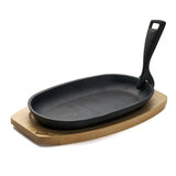 Heinner Vase de gatit Platou Servire Heinner HR-YT-995 | Oval 24x14cm, Fonta Pura, Maner Detasabil, Baza Lemn