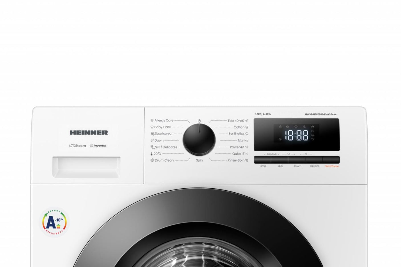 Heinner Masina de spalat rufe Masina de spalat rufe Heinner HWM-HME1014IVA10+++ | 10kg, 1400RPM, Clasa A, Inverter, Alb, 59.5x58x84.5cm