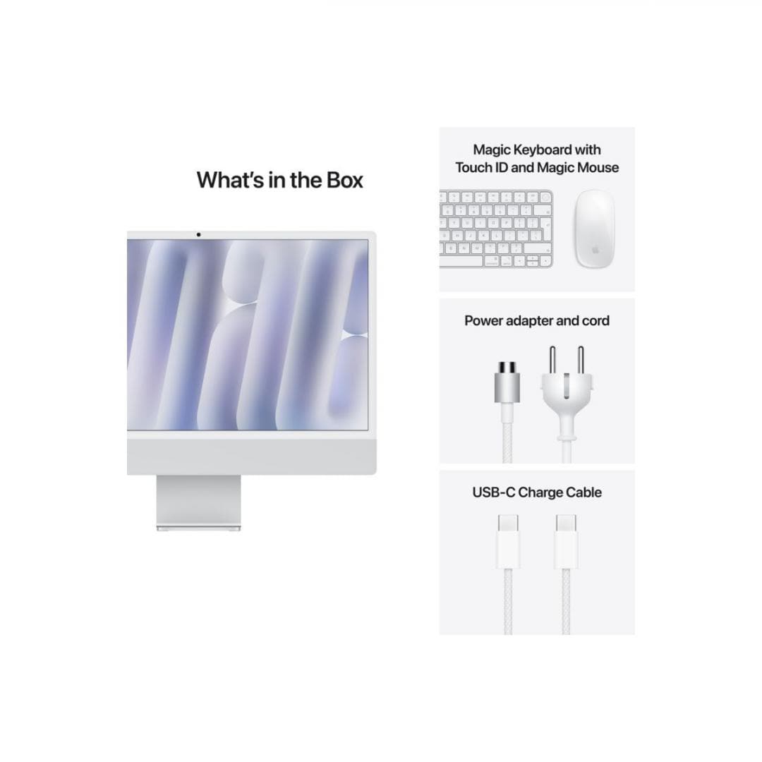 APPLE Apple iMAC 24" Retina 4.5k/ Apple M4 (CPU 10-core, GPU 10-core, Neural Engine16-core)/16GB/256GB - Silver - INT KB (2024), Nano-texture glass