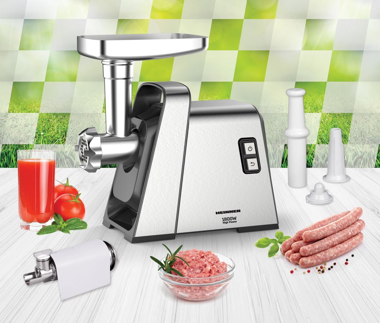 Heinner Masina de tocat Masina de Tocat Heinner MG-Y1800X | 1800W, Cutit Inox, Corp Metal