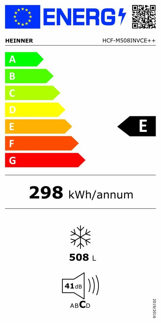 Heinner Lada frigorifica Lada Frigorifica Heinner HCF-M508INVCE++ | 508L, Clasa E++, Inverter, 153x73.5x86cm