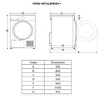 Uscator de rufe Heinner HHPD-M7N13PBKE++ | 7kg, Pompa de caldura, Clasa E, Alb, 59.5x60x85cm