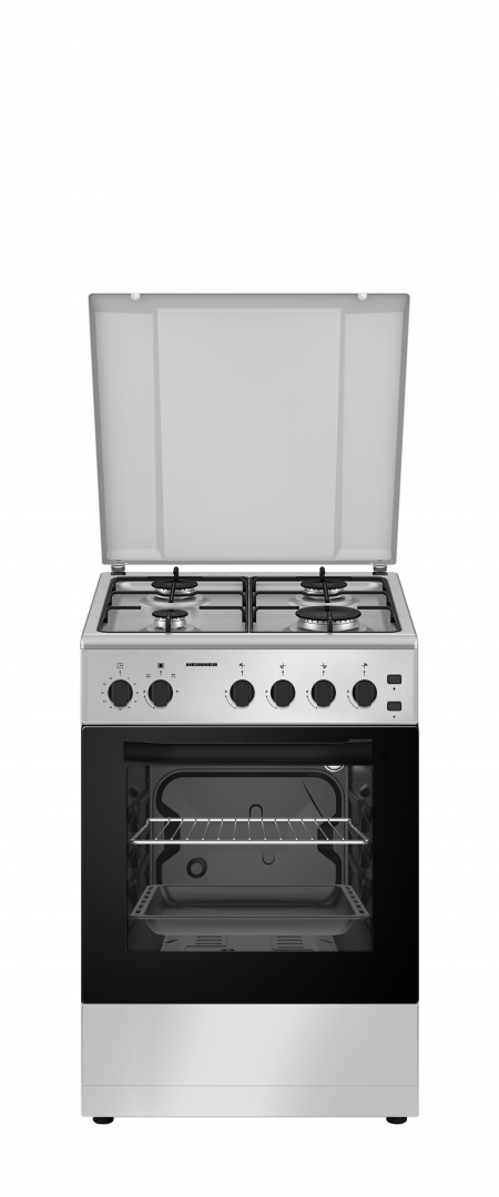 Heinner Aragaz Aragaz Gaz Heinner HFSC-S50LITGSL | 50cm, 4 Arzatoare, Cuptor Gaz, Gri, 50x50x85cm