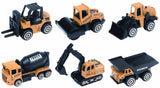 Macheta Die Cast, Set 6 Utilaje, Scara 1/64, 7.5CM, Diverse Modele și Culori- Incarcator, Compactor, Buldozer, Betoniera, Excavator Senile, Basculanta