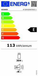 Heinner Frigider Frigider cu o usa, incorporabil, HEINNER HF-BIM304NFINVE++, NO FROST, 304L, Clasa E, Compresor inverter, Control electronic, Functie super racire, Lumina led