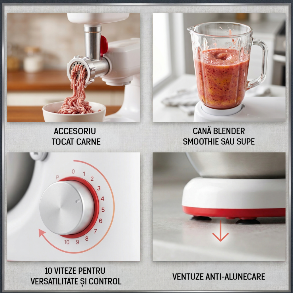 [RESIGILAT] Robot de Bucatarie Heinner HPM-1000WH | 1000W, Bol Inox 5L, Blender 1.5L, Alb
