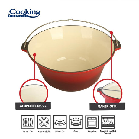 Heinner Vase de gatit Ceaun Cooking by Heinner HR-ZVC-22CE | Fonta Emailata, 22L, 49cm