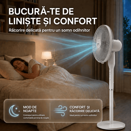 [RESIGILAT] Ventilator Heinner HSF-L360WH | 2 in 1, Oscilare 360°, Timer 8h, Control Digital, Telecomanda
