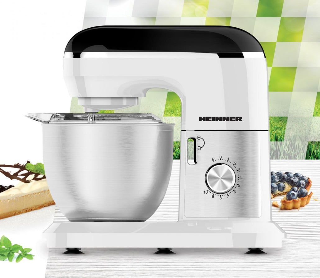 [RESIGILAT] Mixer Planetar Heinner HPM-1300WHBK | 1300W, 5L, 6 Viteze, Alb/Negru