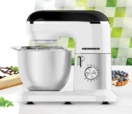 Heinner Mixer [RESIGILAT] Mixer Planetar Heinner HPM-1300WHBK | 1300W, 5L, 6 Viteze, Alb/Negru