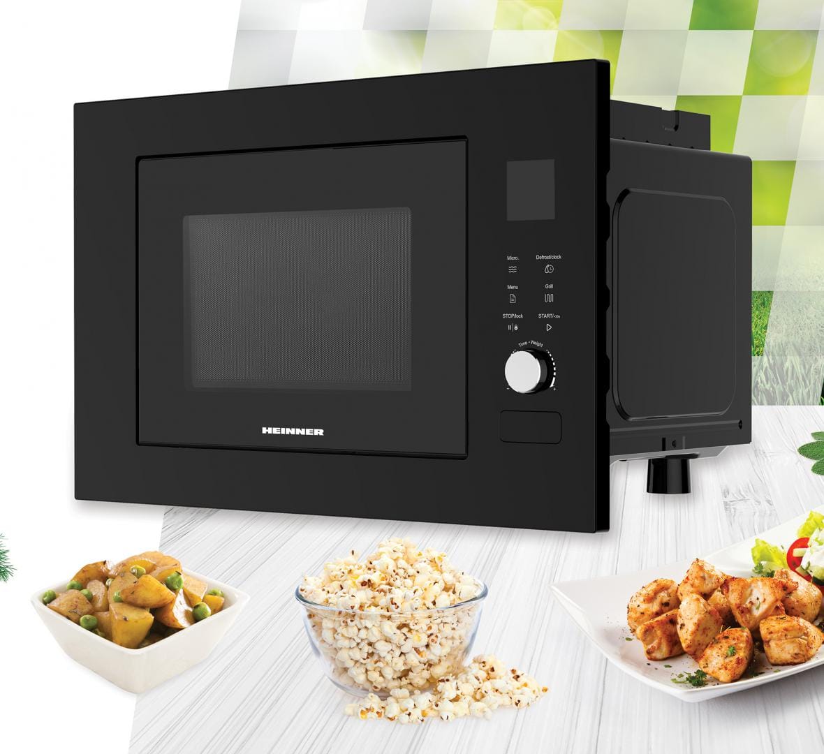 Heinner Cuptor microunde [RESIGILAT] Cuptor Microunde Incorporabil Heinner HMW-BI2360BK | 23L, 800W, Grill 1000W, Touch, LED