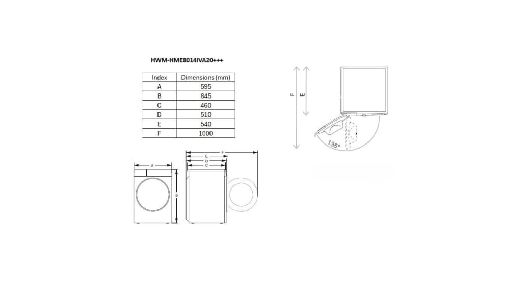 Heinner Masina de spalat rufe Masina de Spalat Rufe Heinner HWM-HME8014IVA20+++ | 8kg, 1400RPM, Clasa A, Inverter, 59.5x54x84.5cm