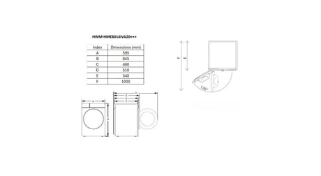 Heinner Masina de spalat rufe Masina de Spalat Rufe Heinner HWM-HME8014IVA20+++ | 8kg, 1400RPM, Clasa A, Inverter, 59.5x54x84.5cm