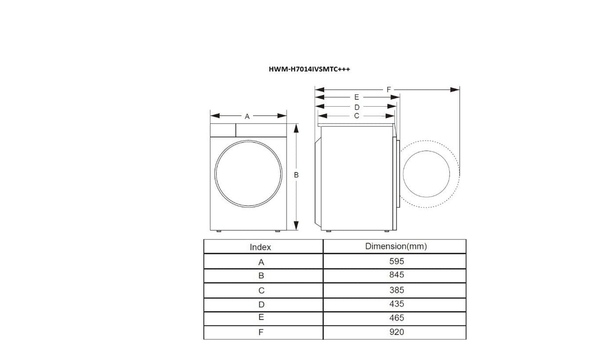 Heinner Resigilat - Masina de spalat rufe [RESIGILAT] Masina de spalat rufe Heinner HWM-H7014IVSMTC+++ | 7kg, 1400RPM, Clasa C, Inverter, 59.5x46.5x84.5cm