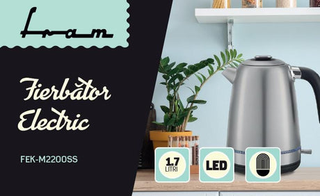Fram Fierbator Fierbator Electric FRAM FEK-M2200SS | 2200W, 1.7L, Inox