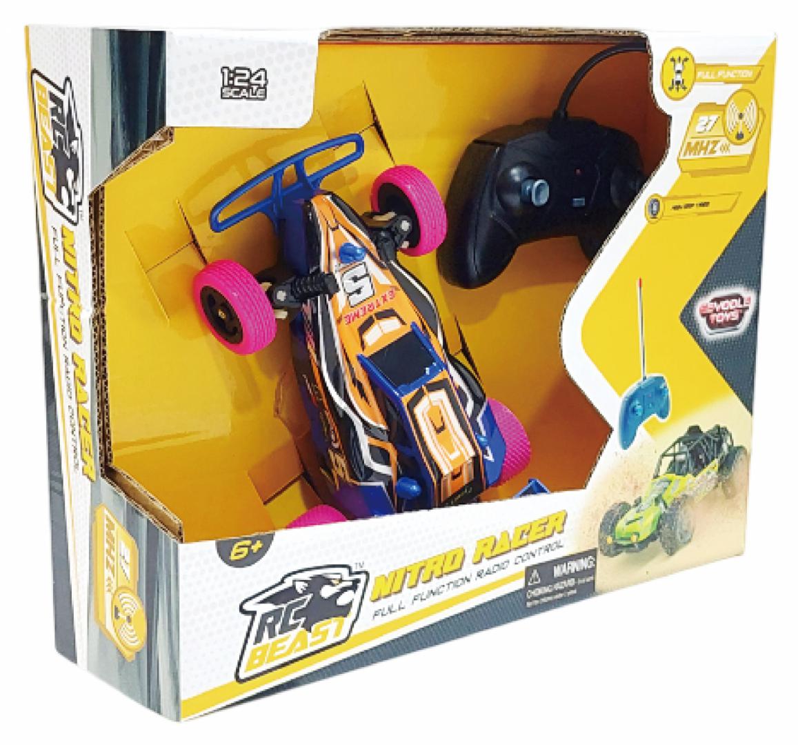 Masinuta cu Telecomanda Nitro Racer, Scara 1/24, 19CM, Diverse Culori- Portocaliu, Mov și Verde — Cevodle