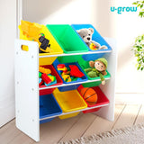 Raft Depozitare Jucarii cu 9 Cosuri Multicolore, U-grow