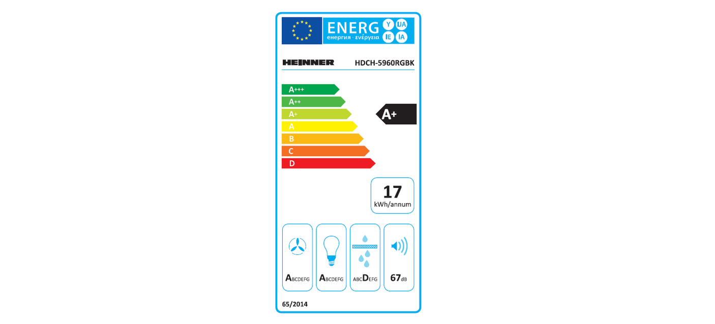 Heinner Hota decorativa Hota Decorativa Heinner HDCH-5960RGBK | 60cm, 590m3/h, RGB, Negru