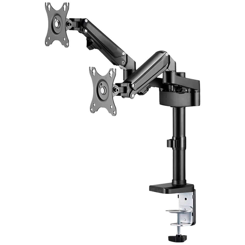 NEOMOUNTS Brat de birou pentru monitor Neomounts, poate sustine 2 monitoare cu diagonala display 17-27", suporta pana la 14kg per monitor, full motion, +45°, -45° inclinatie, +90°, -90° swivel, +180°, -180° rot