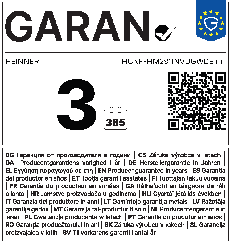 Heinner Combina frigorifica [RESIGILAT] Combina frigorifica Heinner HCNF-HM291INVDGWDE++ | 291L, No Frost, Inverter, Dozator apa, Clasa E, 60x60x186cm