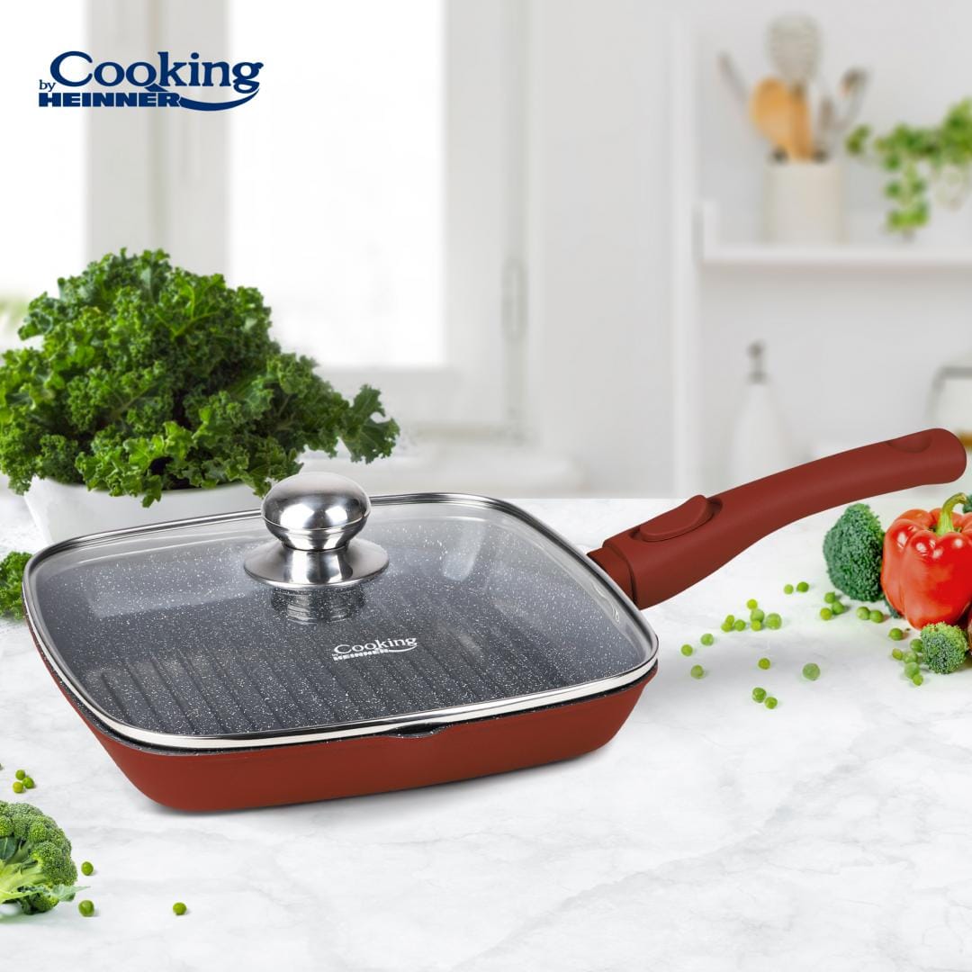 Heinner Tigaie Tigaie Grill Heinner HR-JLG-A28G | 28cm, Aluminiu, Cu Capac, Calabria