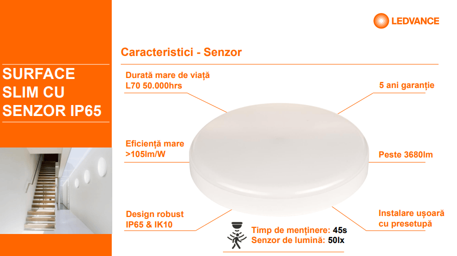 Ledvance Plafoniera LED Plafoniera LED Ledvance SURFACE SLIM SQUARE 260 | 26W, 2730lm, 4000K, IP65