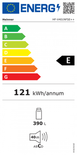 Heinner Frigider Frigider Heinner HF-V401NFSE++ | 401L, No Frost, A++, Silver, 59.5x65x186cm