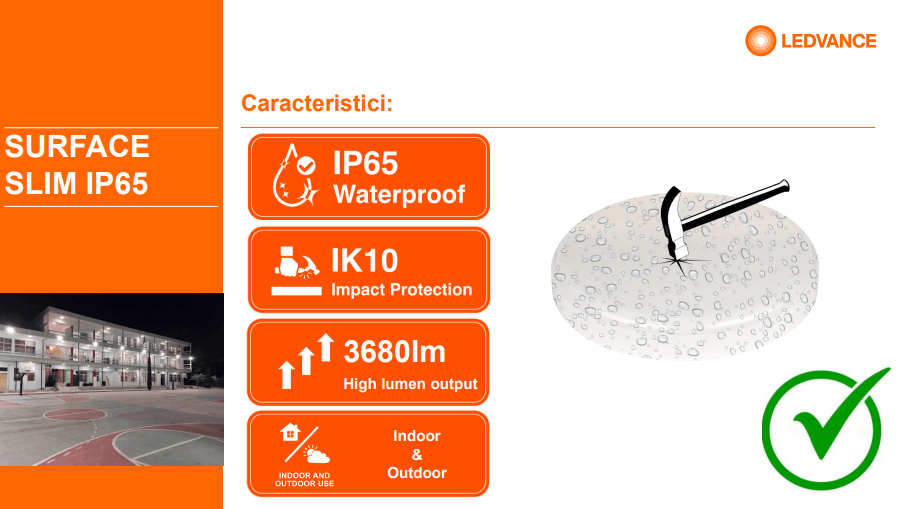 Ledvance Plafoniera LED Plafoniera LED Ledvance SURFACE SLIM SQUARE 260 | 26W, 2730lm, 4000K, IP65