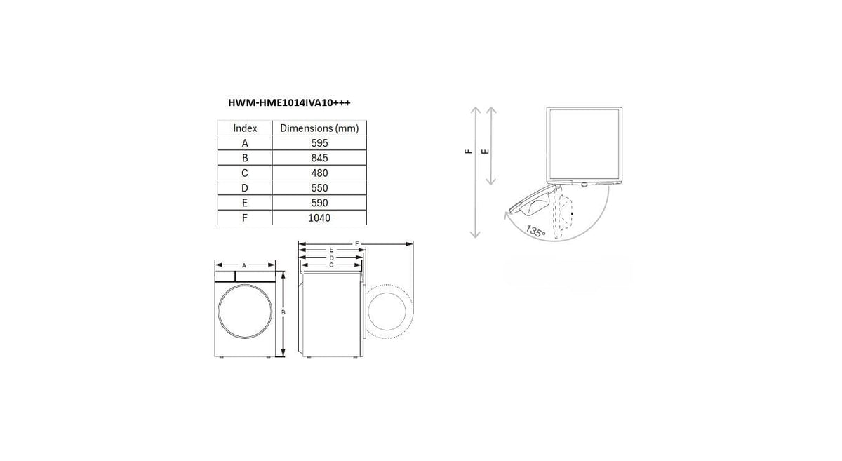 Heinner Resigilat - Masina de spalat rufe [RESIGILAT] Masina de spalat rufe Heinner HWM-HME1014IVA10+++ | 10kg, 1400RPM, A-10%, Inverter, Display, 59.5x58x84.5cm