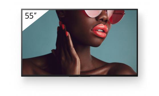 Sony Monitor signage Sony BZ40L, 55", 700nit, 24/7, UHD, panel IPS, D-LED, 8ms, contrast static 1200:1, contrast dinamic 600000:1, mătuire 47% with low reflection, Android 10, stocare 32GB. Miracast, Chrom