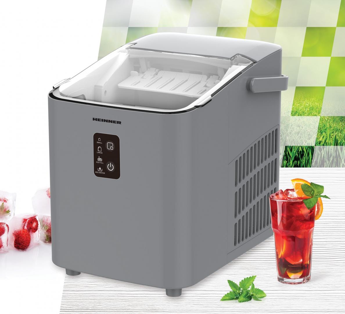 Heinner Masina de gheata Masina Cuburi Gheata Heinner HIM-100SL | 100W, 12kg/24h, Argintiu