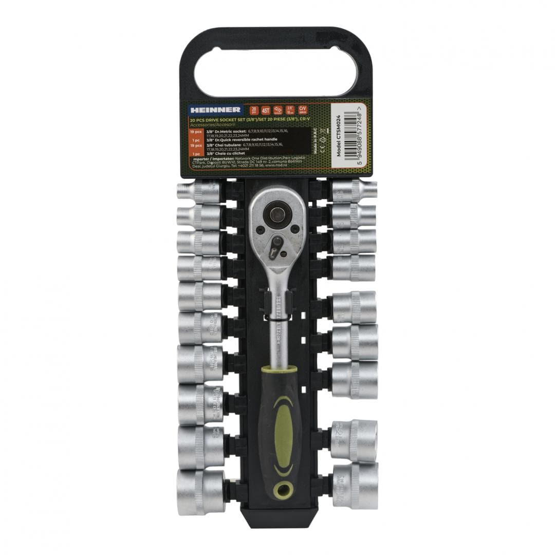 Heinner Set scule Set Scule Heinner CTSM024 | 20 Piese, 3/8", CR-V