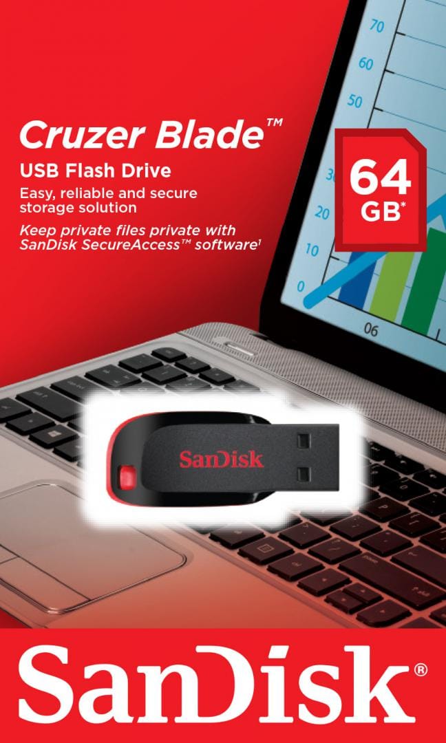 SanDisk Memorie USB Flash Drive SanDisk Cruzer Blade, 64 GB, USB 2.0