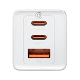 Baseus Incarcator retea Baseus GaN5 PRO, Quick Charge 65W, 2 porturi USB PD, 1 port USB Quick Charge, include cablu USB -C la USB-C de 100W, lungime 1m, alb